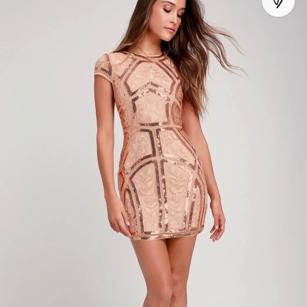 Lulus Rose gold sequin mini dress